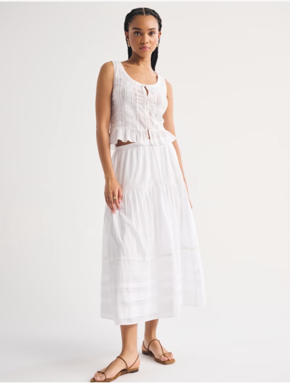 Abercrombie & Fitch Tie Waist Tiered Boho Maxi Skirt XL